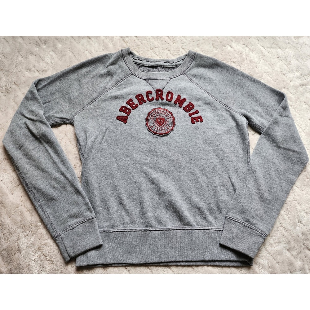 Abercrombie & Fitch Eddy Heathered Grey Applique Logo Y2K Womens Sm. Sweatshirt